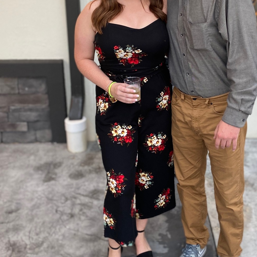 Floral black jumpsuit